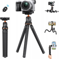 Tripod për telefon dhe kamera K&amp;F Concept Versatile Mini, këmbë fleksibile, me telekomandë Bluetooth, i zi