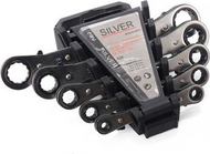 Set çelësash unazë me ratchet, 6-22mm, metalik argjendtë