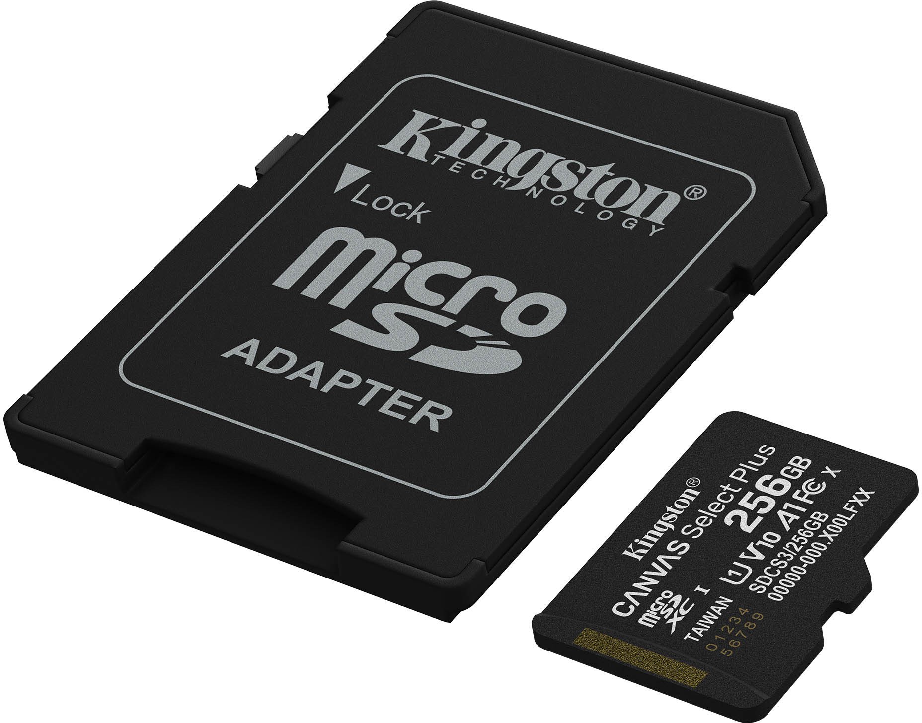 Kartë memorike Kingston Canvas Select Plus Gen3, 256GB, MicroSDXC A1 150MB/s, me adapter 2