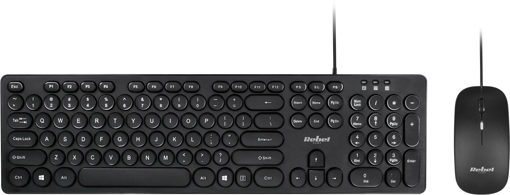 Set tastierë dhe maus Rebel Electro WDS200, me kabllo, USB, i zi