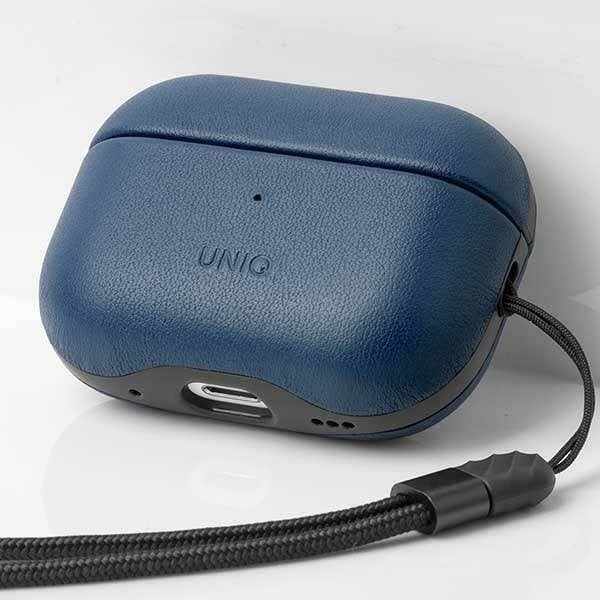 Kopertinë Uniq Terra për Apple AirPods Pro 2, lëkurë natyrale, blu space blue
