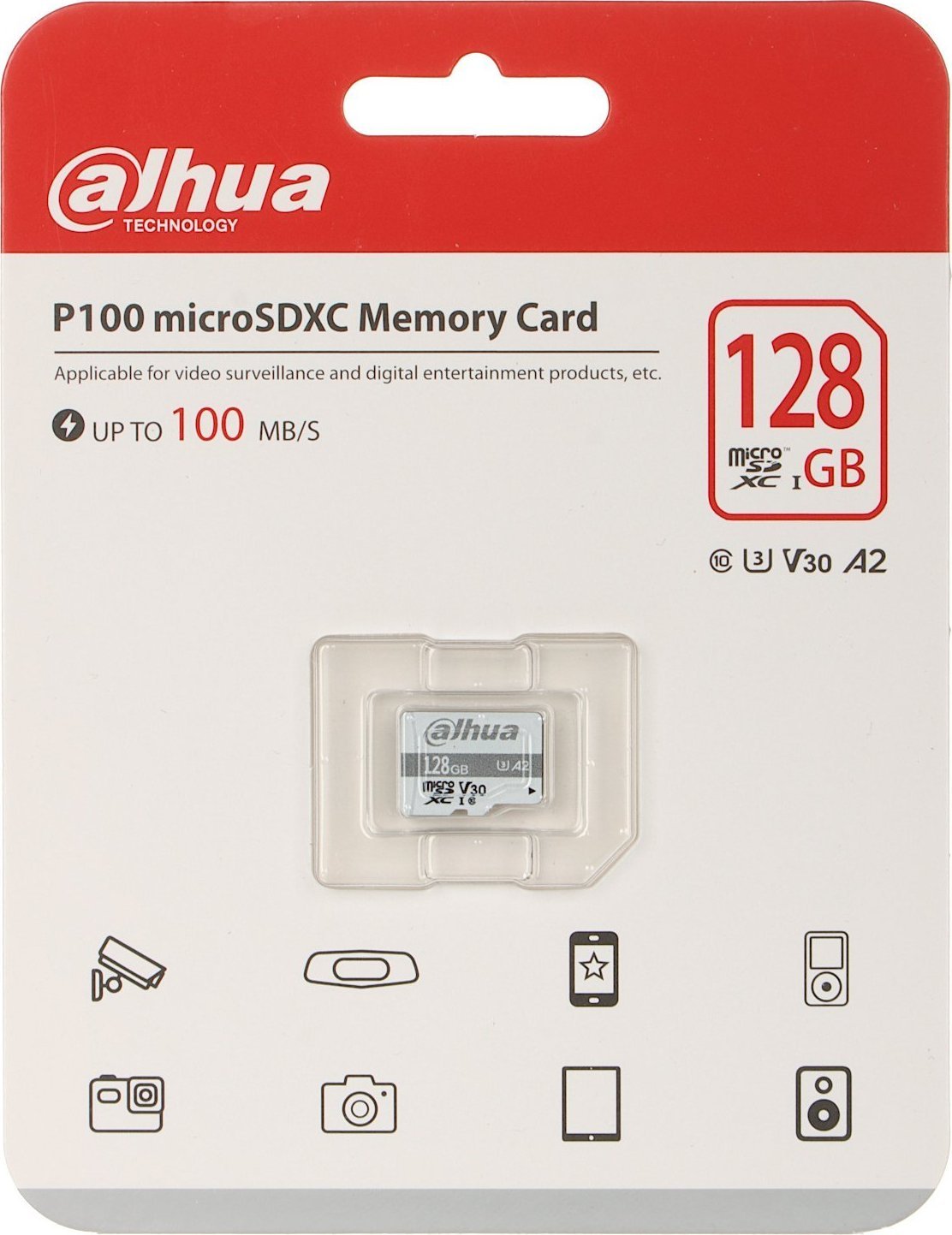 Kartë memorie Dahua TF-P100 MicroSDXC, 128GB, Class 10 UHS-I U3 A1 V30