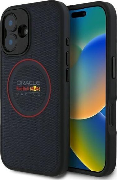 Mbrojtëse telefoni Red Bull Leather Red Ring Case, MagSafe, për iPhone 16 Plus, blu e errët
