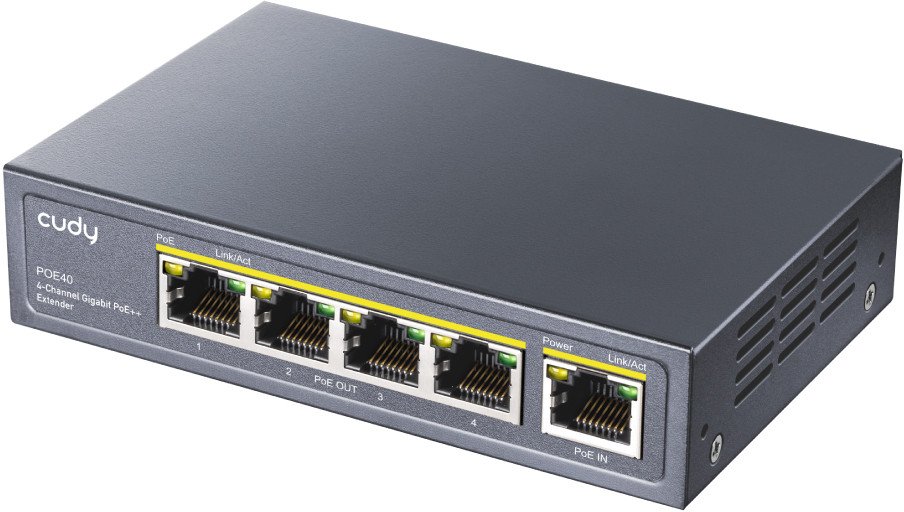 Zgjatues PoE Cudy 4 Channel, Gigabit, 4 porta PoE++, metalik