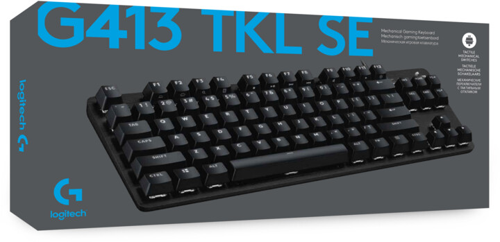 Тастатура Logitech G413 SE TKL, Kailh Brown, US,црна