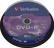 DVD+R Verbatim, 4.7 GB, 16x, 10 copë