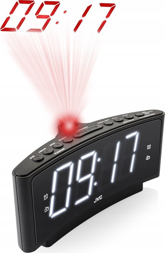 Radio orë JVC RA-E314B, projekcion ore, alarm i dyfishtë, e zezë