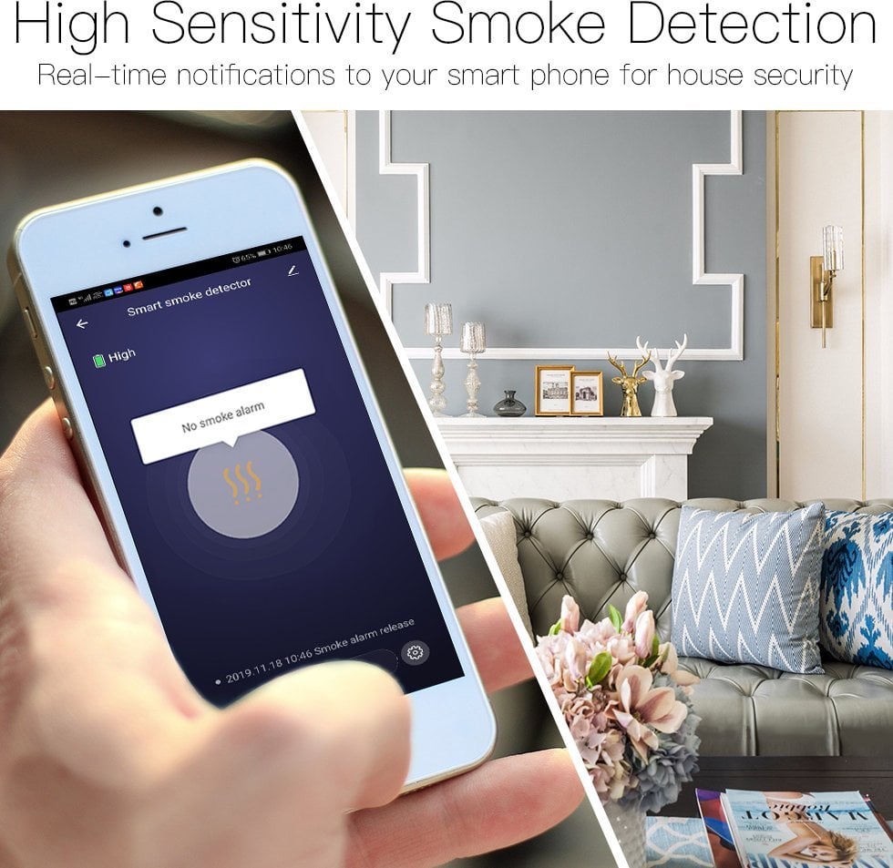 Detektor i dymit Wireless, me sirenë, Wi-Fi TUYA / Smart Life
