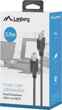 Kabllo USB Lanberg CA-USBA-15CU-0030-BK, USB-A në USB-B, 3 m, e zezë