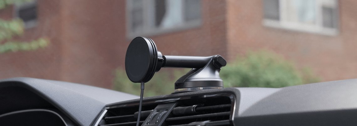 Mbajtëse telefoni për makinë IOttie Velox Mini Qi2, karikim wireless 15W, montim në xham dhe pult, e zezë