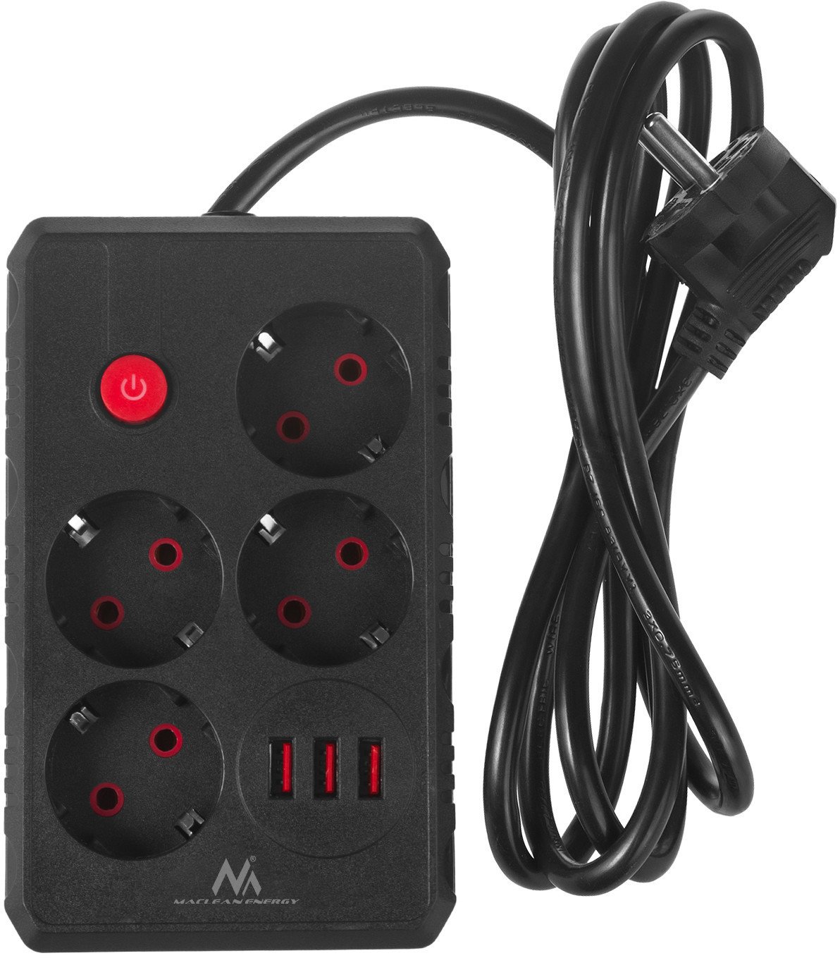 Zgjatues elektrik Maclean, 4 porta, 3x USB, i bardhë