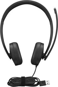 Kufje Lenovo USB A Wired Stereo Headset Gen 2, me mikrofon, me kabllo, të zeza