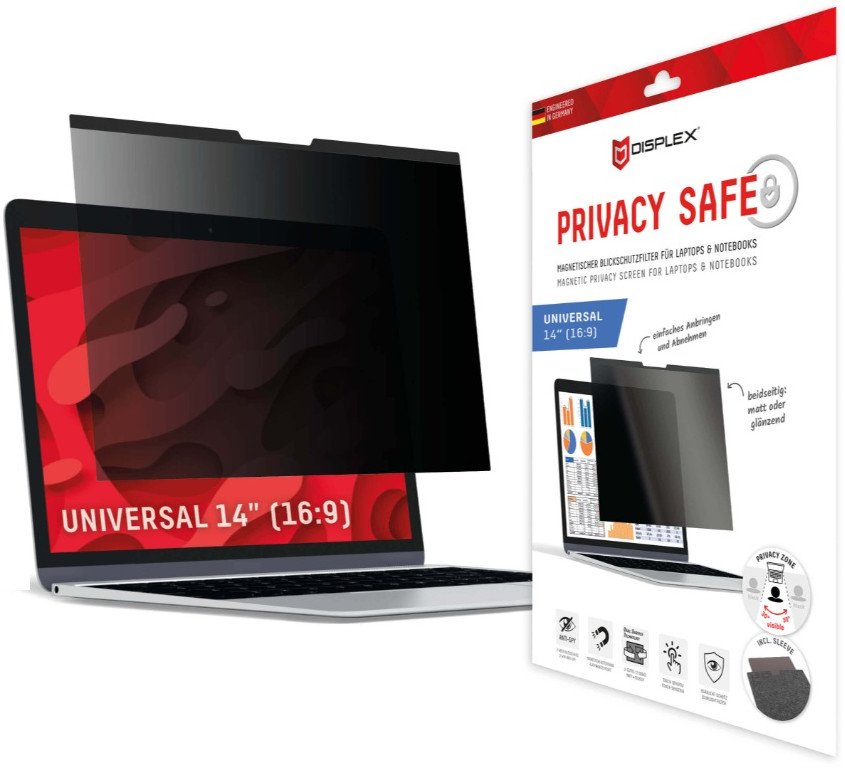 Filtër privatësie për ekran DISPLEX Privacy Safe, 14", 16:9, universal