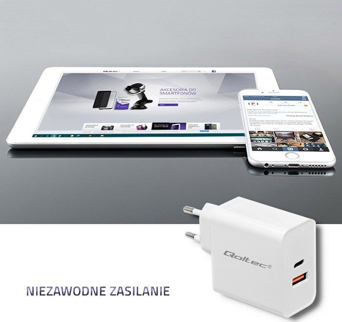 Karikues muri Qoltec 51715, 63W, USB Type C Power Delivery, i bardhë