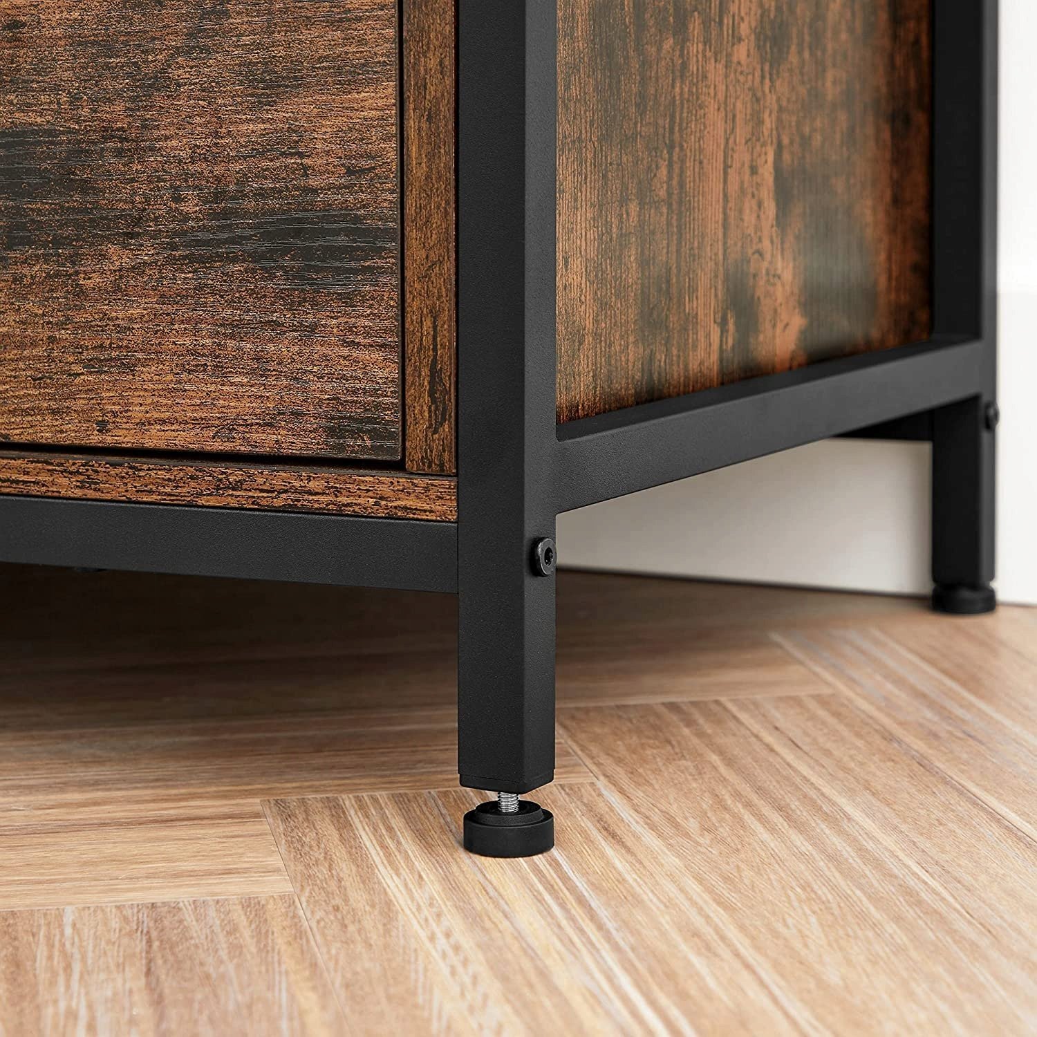 Komodinë TV loft, për TV deri 65", hapësirë magazinimi, kafe rustike