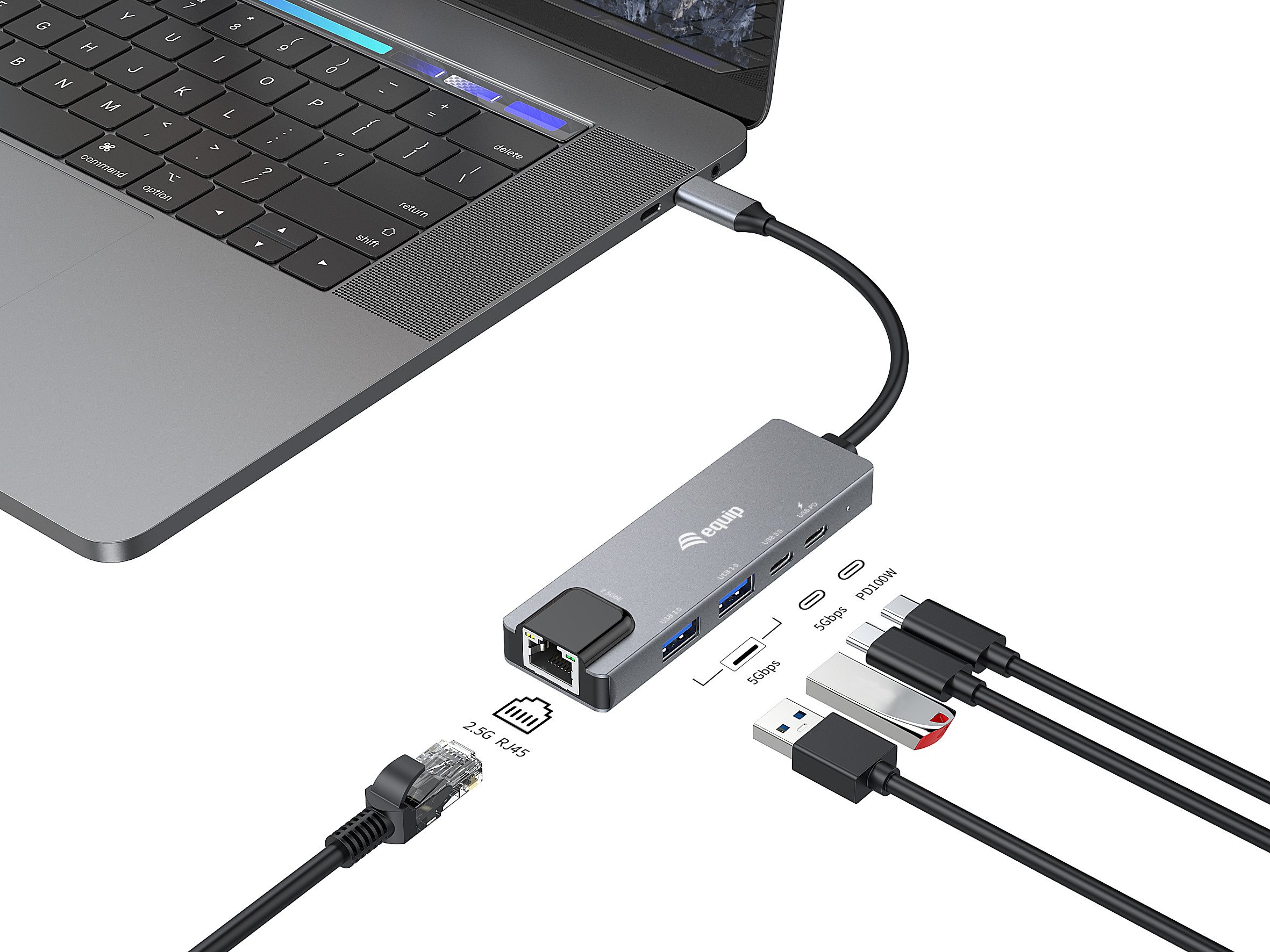 Adaptues rrjeti Equip USB C në RJ45, 2.5 Gbps, USB 3.2, gri