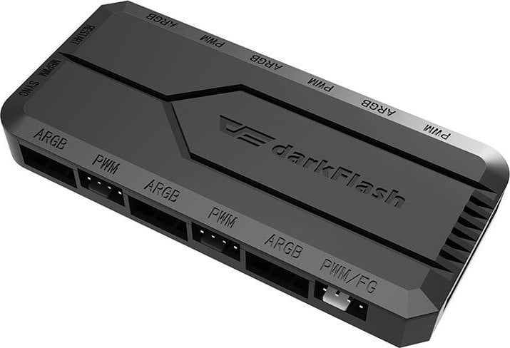 Kontrollues ventilatorësh Darkflash RC2, PWM RGB, ARGB 5V 3 pin, i zi