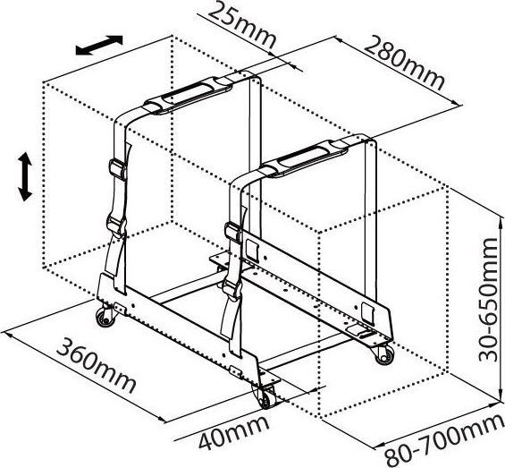 Mbajtëse PC Techly ICA-CS 61, universale, me rrota, e zezë