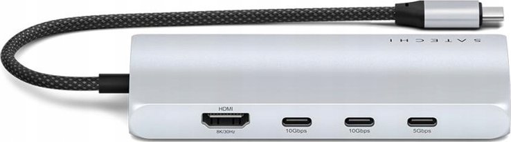 Adaptues USB C Satechi ST P8KES, Multiport 8K, Ethernet gigabit, argjendtë