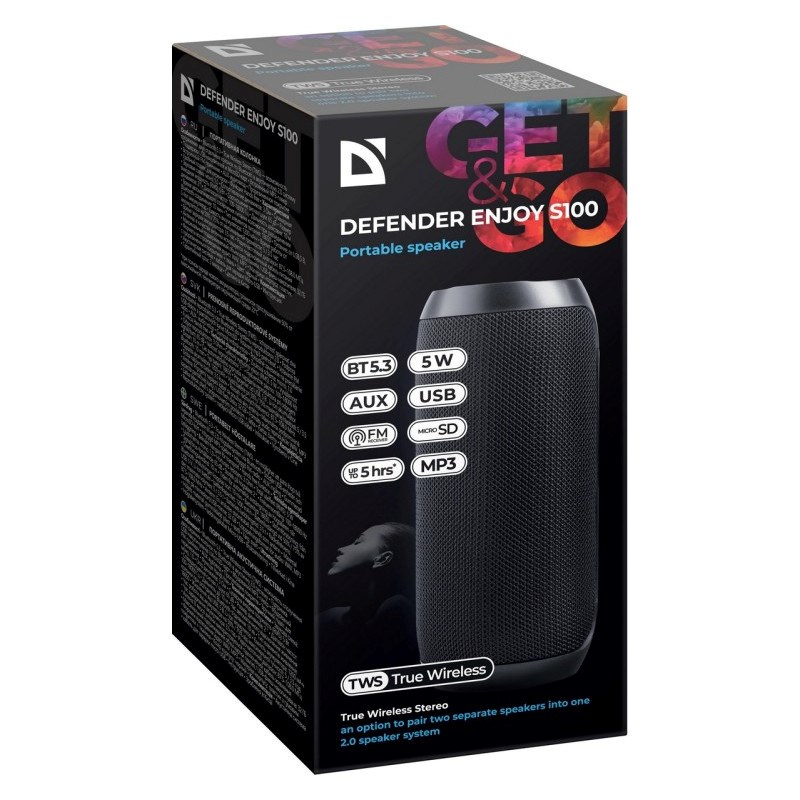 Altoparlant Bluetooth Defender S100, 10 orë, FM Radio, i zi