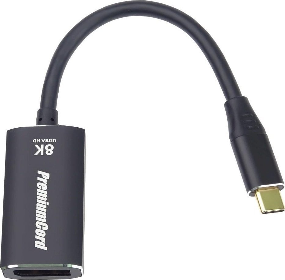 Adapter USB C në DisplayPort PremiumCord DP1.4, 8K 60Hz, 4K 120Hz, gri metalik