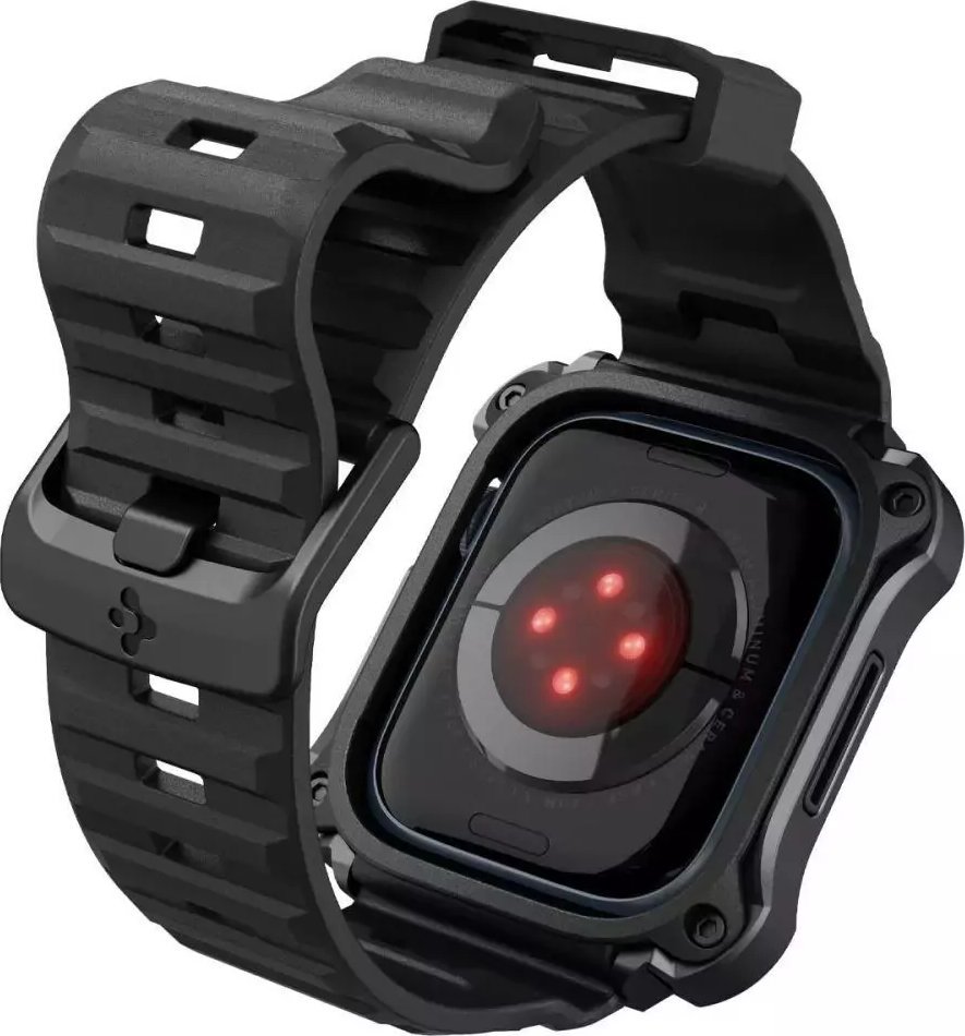 Rrip mbrojtës Spigen Tough Armor Pro për Apple Watch 7 8 45mm, metal, i zi
