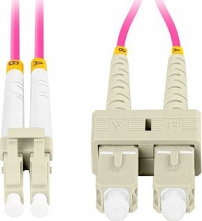 Kabllo fibër optike Lanberg Patchcord MM LC SC Duplex OM4 50/125, 2m, LSZH, vjollcë