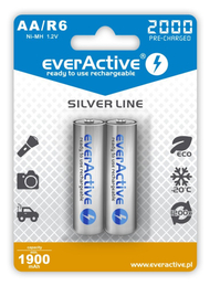 Bateri të rikarikueshme EverActive Silver AA R6, NiMH 1.2V, 1900 mAh, argjendtë