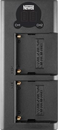 Двоен полнач Newell DL-USB-C за батерии Sony NP-FM50, 2 канали, екран, црн