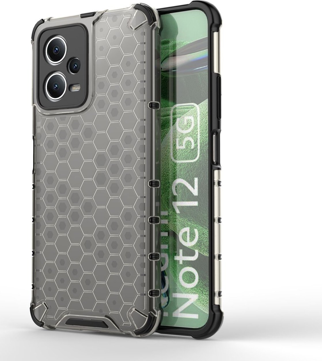 Kapak telefoni Hurtel Honeycomb për Xiaomi Redmi Note 12 5G Poco X5 5G, mbrojtës i fortë, i zi
