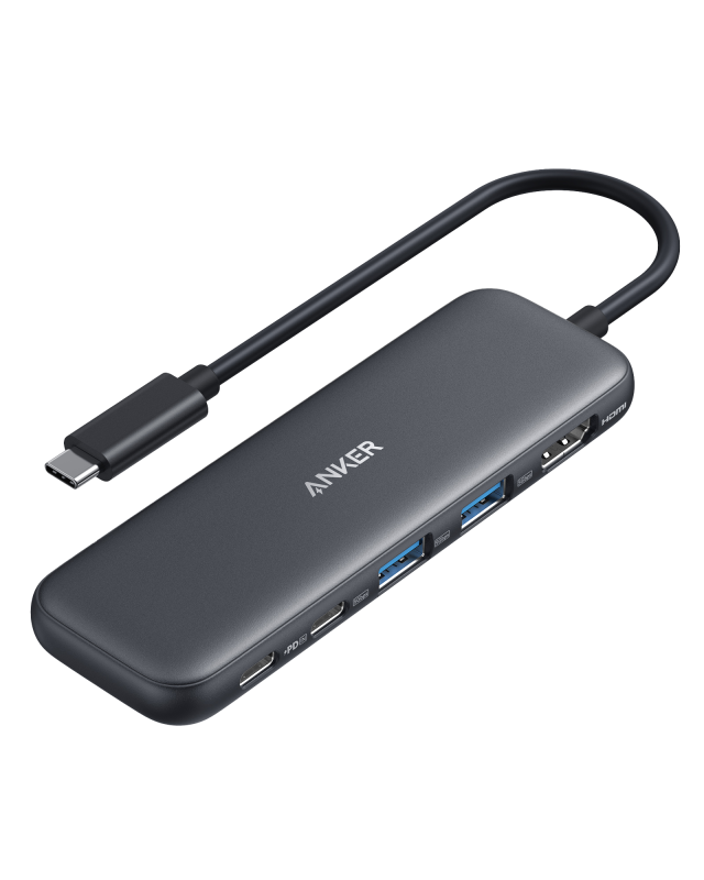 Hub USB C Anker 332, 5 në 1, 5 Gbps, gri