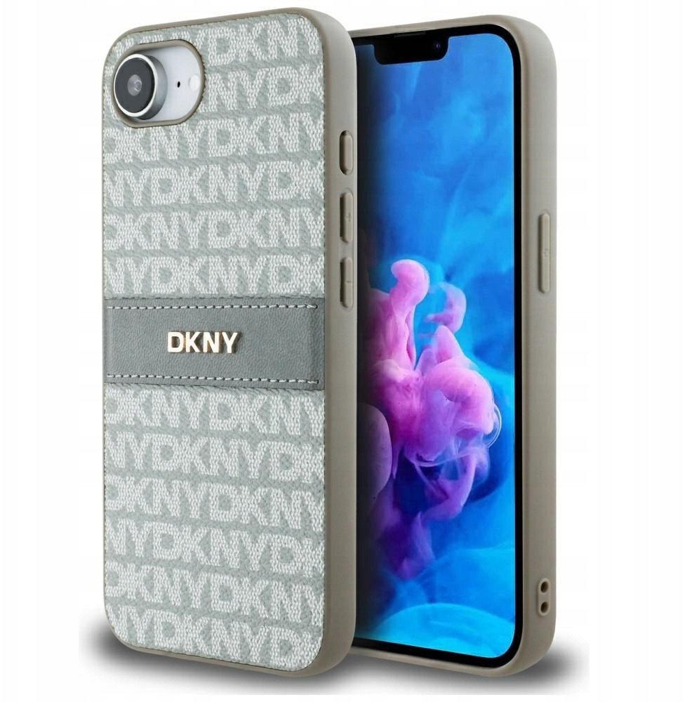 Mbulesë telefoni DKNY Case Repeat Texture Pattern, për iPhone 16e, lëkurë ekologjike, bezhë