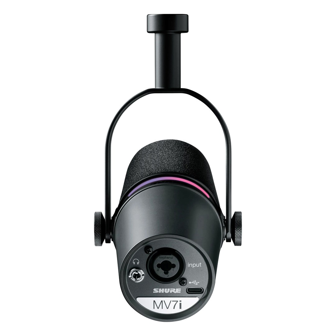 Mikrofon Shure MV7i Smart, dinamik, USB C dhe XLR, i zi