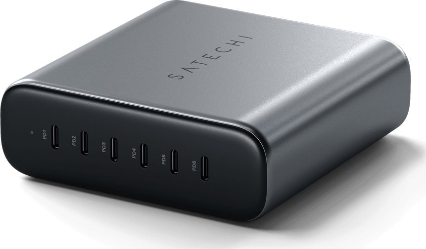 Karikues universal Satechi ST-C200GM-EU, 200W, 6 porta USB C PD GaN, gri