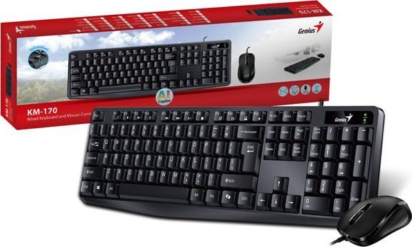 Set tastierë dhe maus Genius KM-170 Copilot, USB, 1200 DPI, i zi