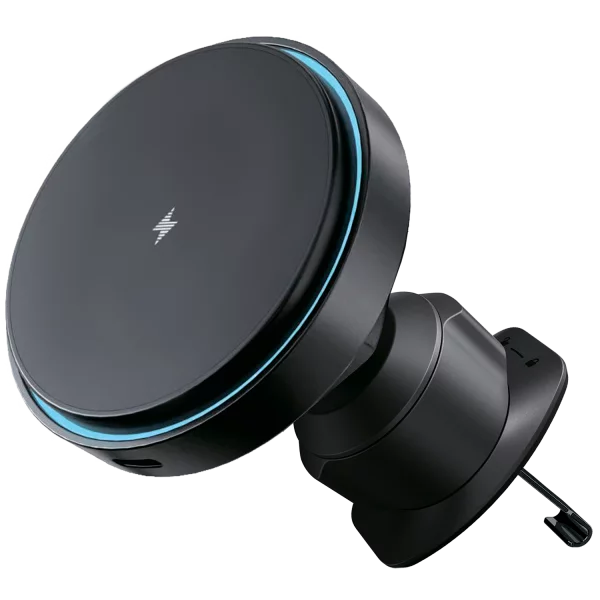 Mbajtëse magnetike për telefon me karikim wireless Proove Light Circle, 15W, për ventilim makine, e zezë