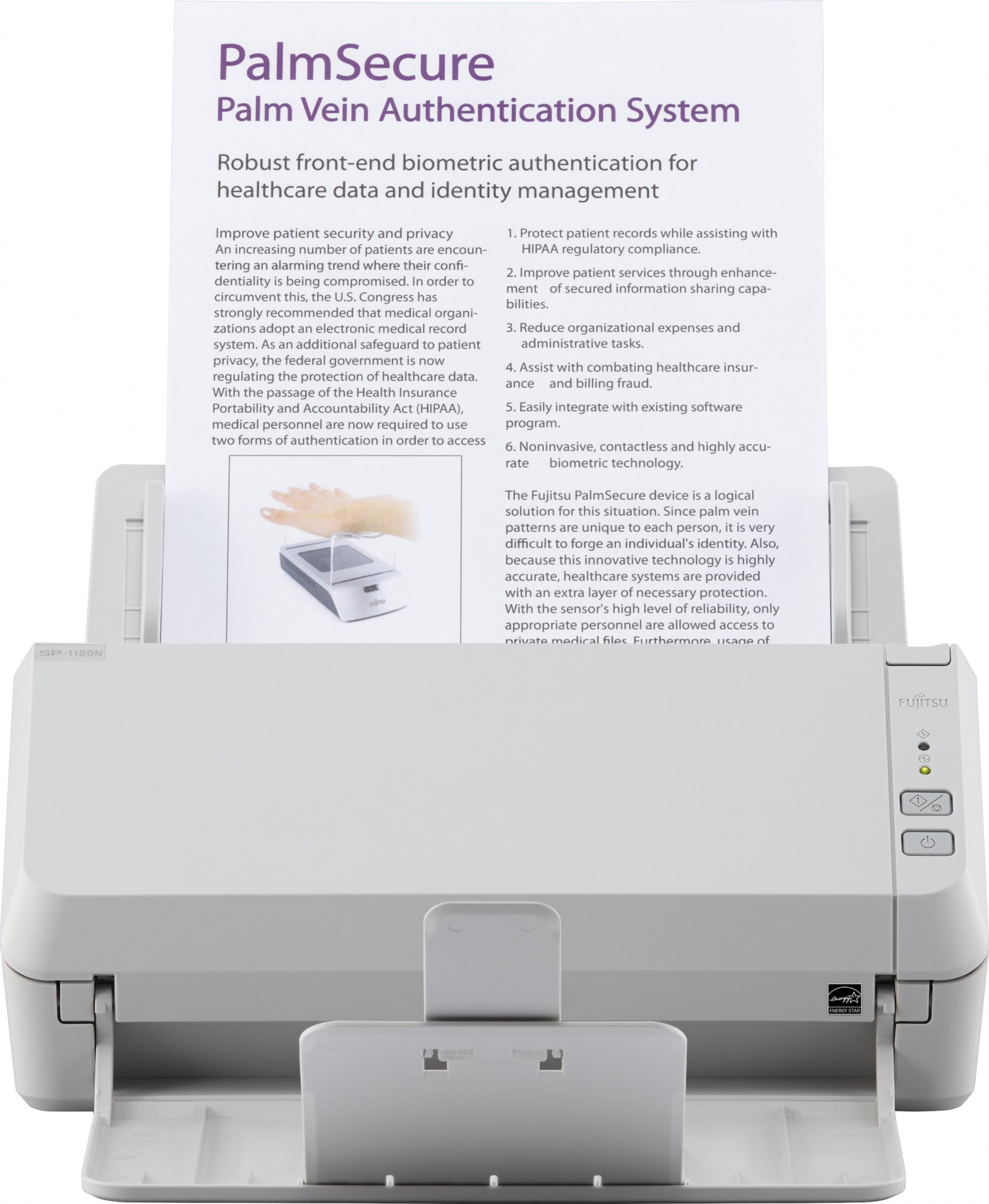 Scanner Fujitsu SP-1120N, A4, 600 DPI, i bardhë