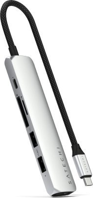 Hub USB C Satechi ST-P6SS, 6 në 1, 4K HDMI, 1 Gbit/s, argjend