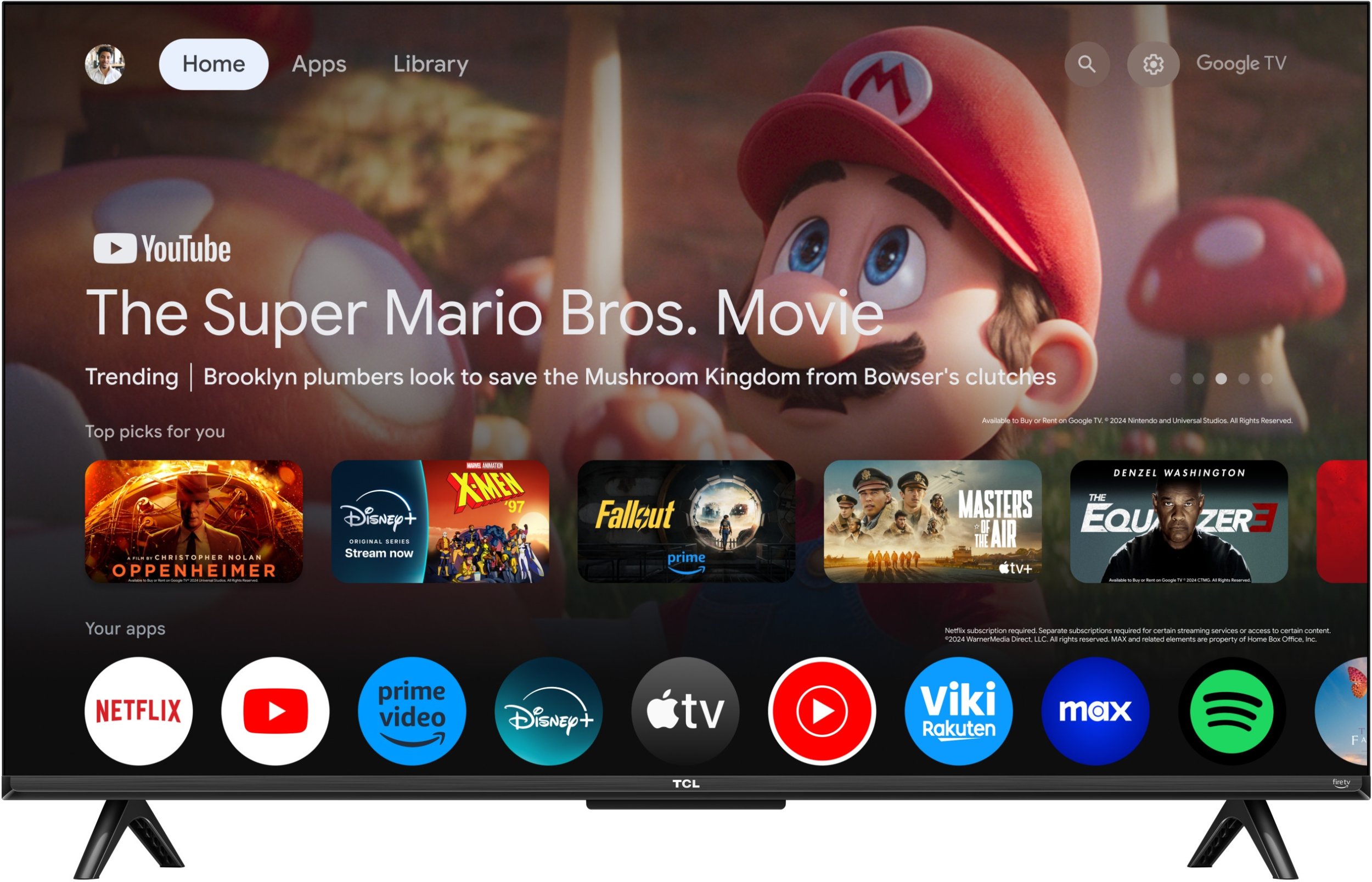 Телевизор TCL 43T69C, 43\", 4K QLED, Паметен Google TV, црн