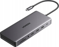 Hub USB C Ugreen CM555, 12 porta, Power Delivery 100W, gri