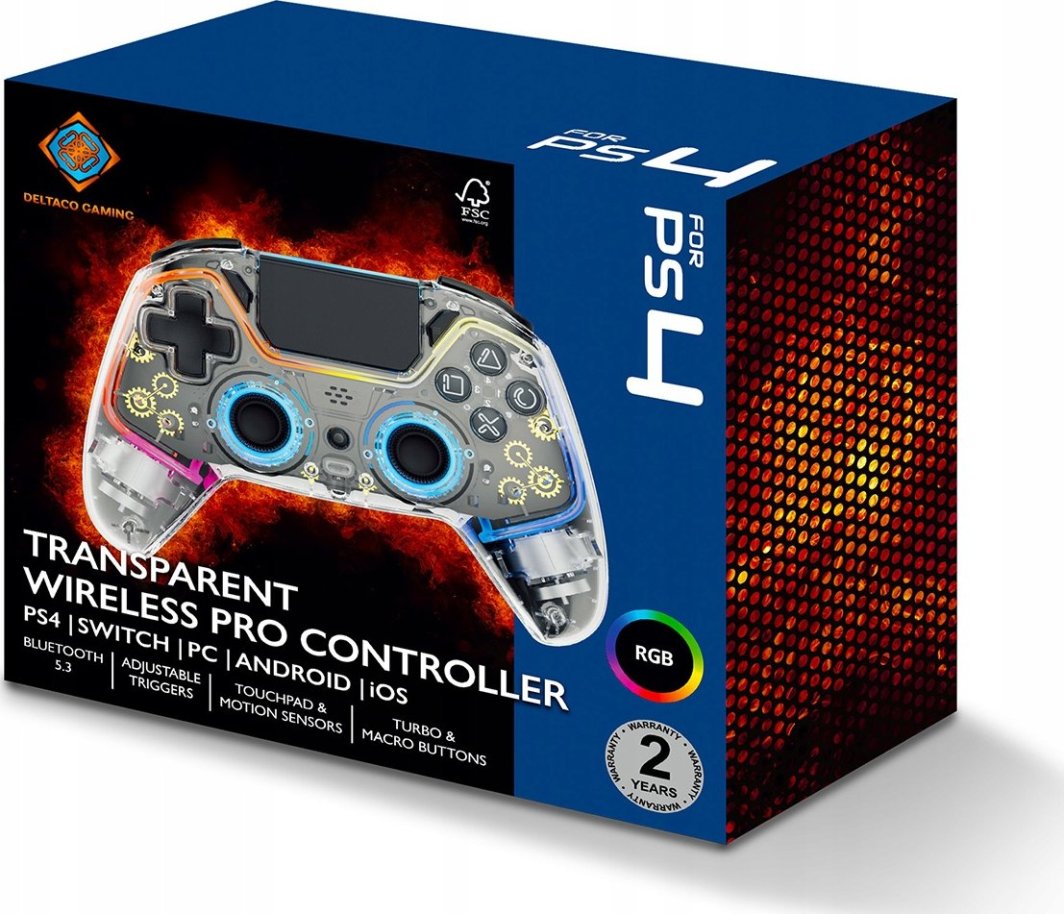 Kontroller Deltaco Deltaco PS4/PC Controller, wireless, shumëngjyrësh