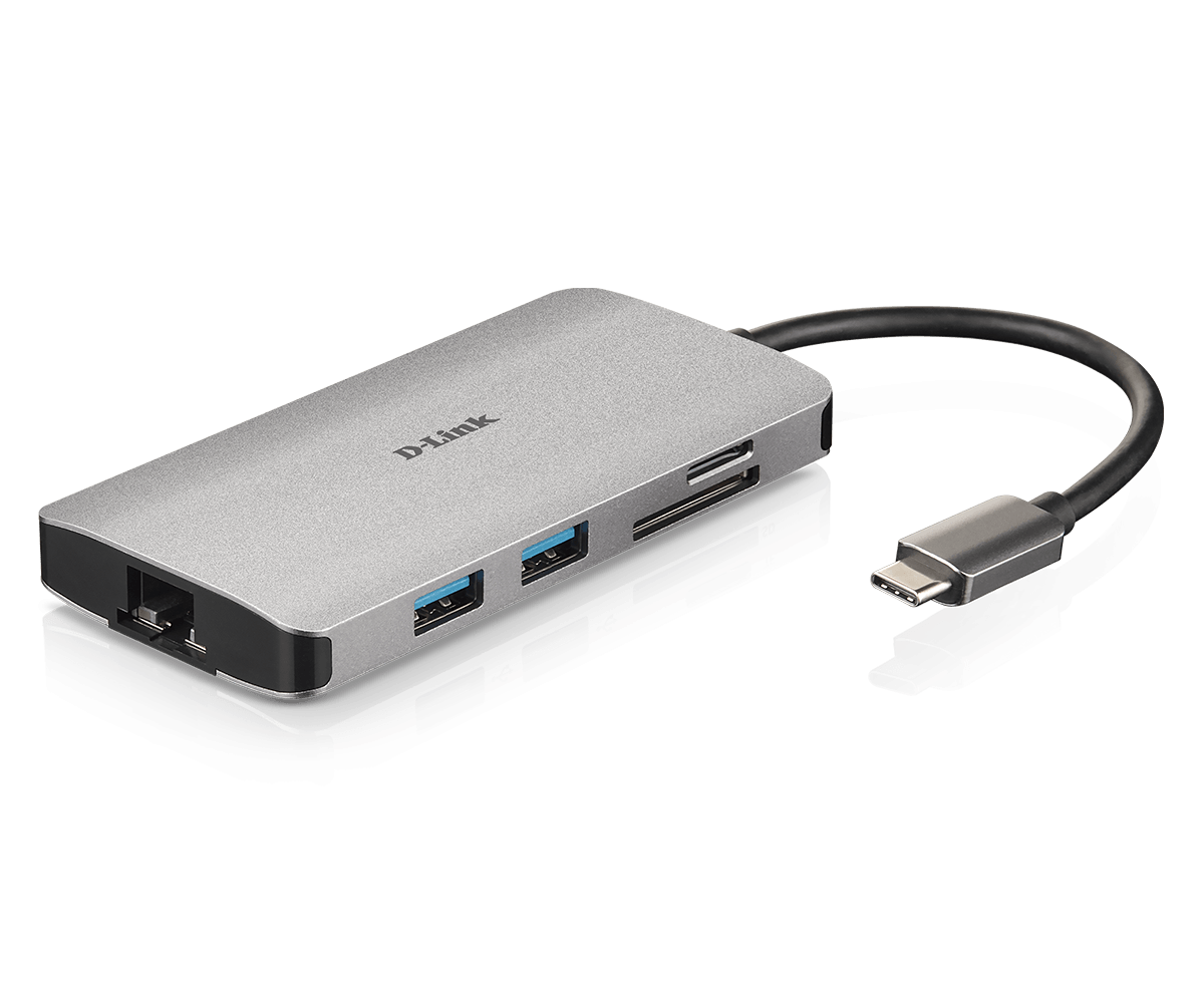 Docking station USB C D Link DUB M810, 8 në 1, 4K HDMI, gri