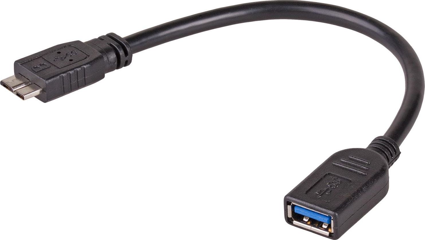 Kabllo OTG Akyga AK‑AD‑30, USB-A / micro-USB-B, 15 cm, e zezë
