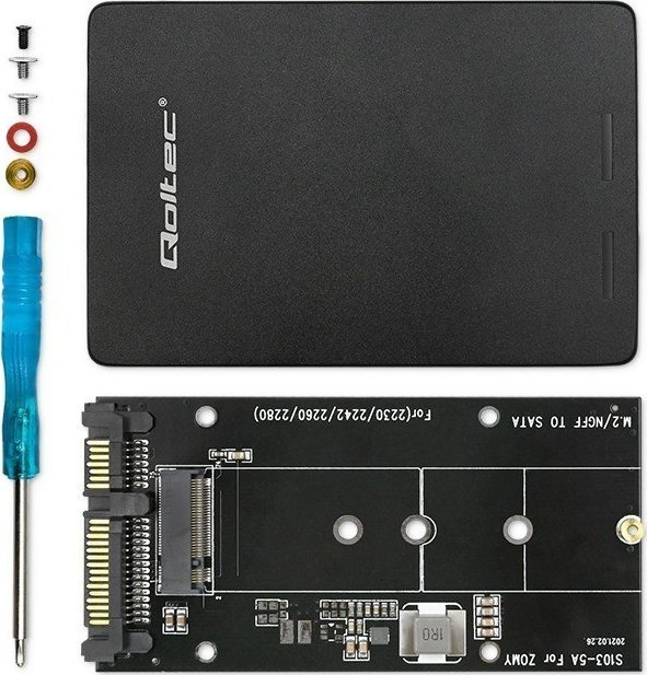 Adapter Qoltec për SSD M.2 SATA NGFF, në SATA III, 6Gb/s, i zi 2