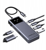 Hub USB C UGREEN CM889, 6 në 1, HDMI 4K, PD 100W, gri metalik