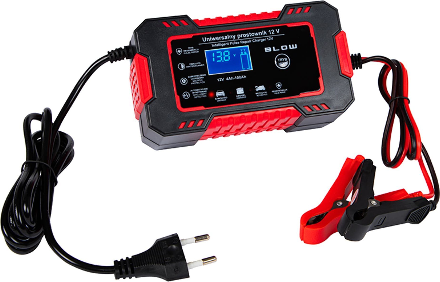 Karikues automatik baterie 12V 6A, ekran LCD, funksion riparimi, i zi