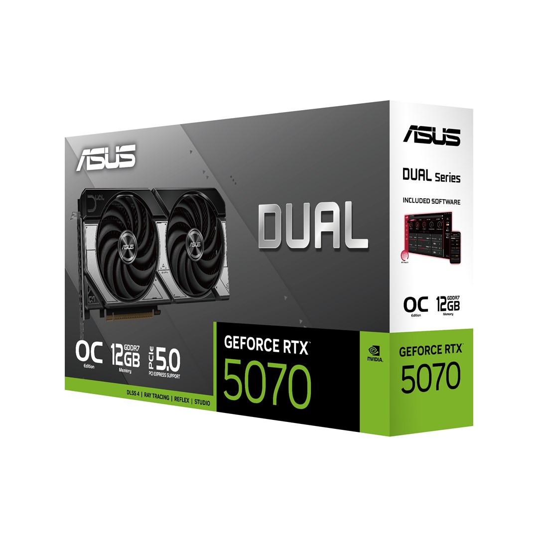 Kartelë grafike ASUS Dual RTX5070-O12G NVIDIA GeForce RTX 5070, 12 GB GDDR7