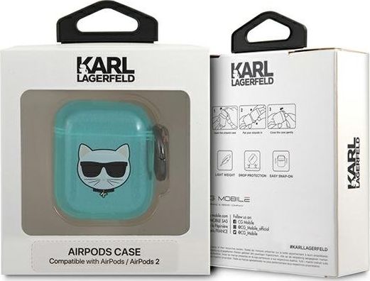 Mbulesë AirPods Karl Lagerfeld Paris Choupette, për gjenerata 1 dhe 2, blu