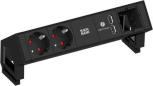 Zgjatues tavoline Bachmann DESK 2, 2x prizë, 2x USB, 20 cm, i zi