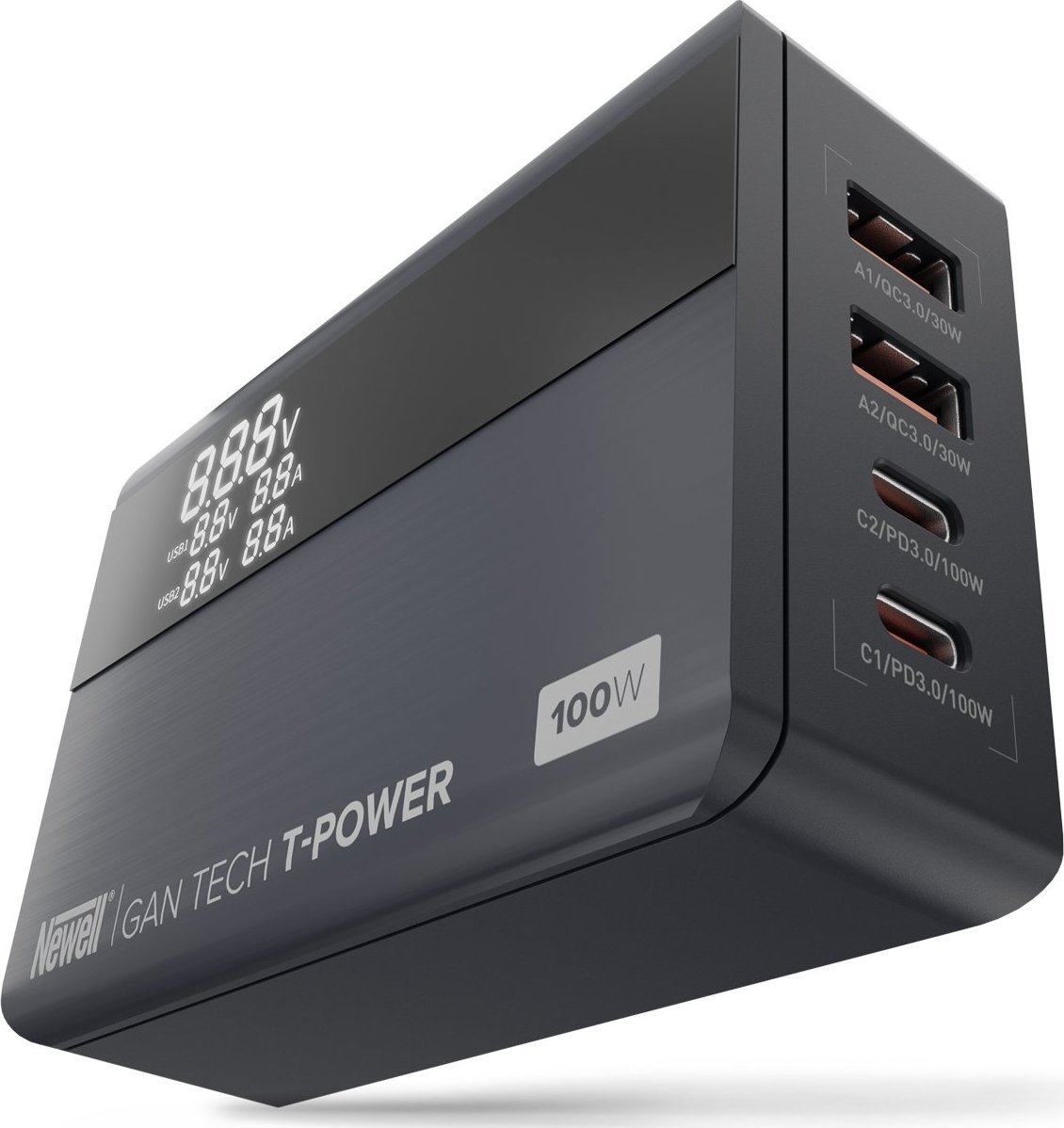 Karikues rrjeti Newell GaN Tech T-power 100W, 2x USB C, USB A, i zi